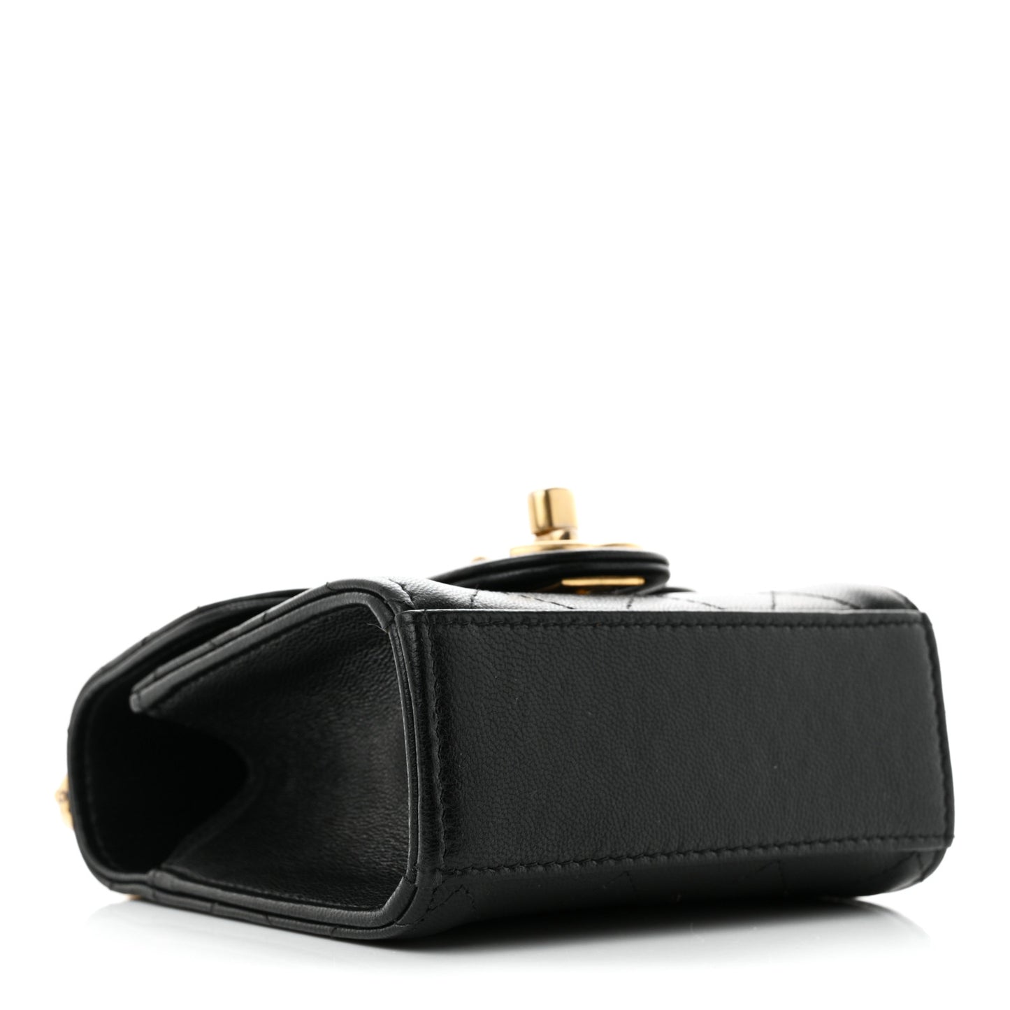 Goatskin Chic Pearls Clutch On Chain Black