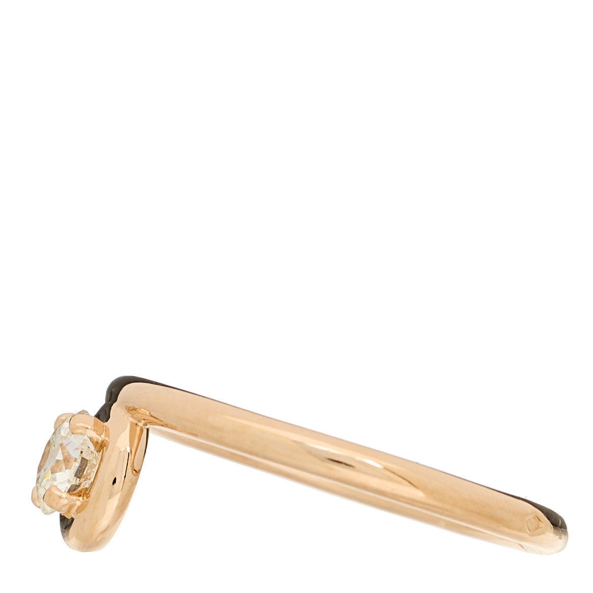 Hermes 18K Rose Gold Diamond Solitaire Petit Jete Ring 51 5.75 4 of 6