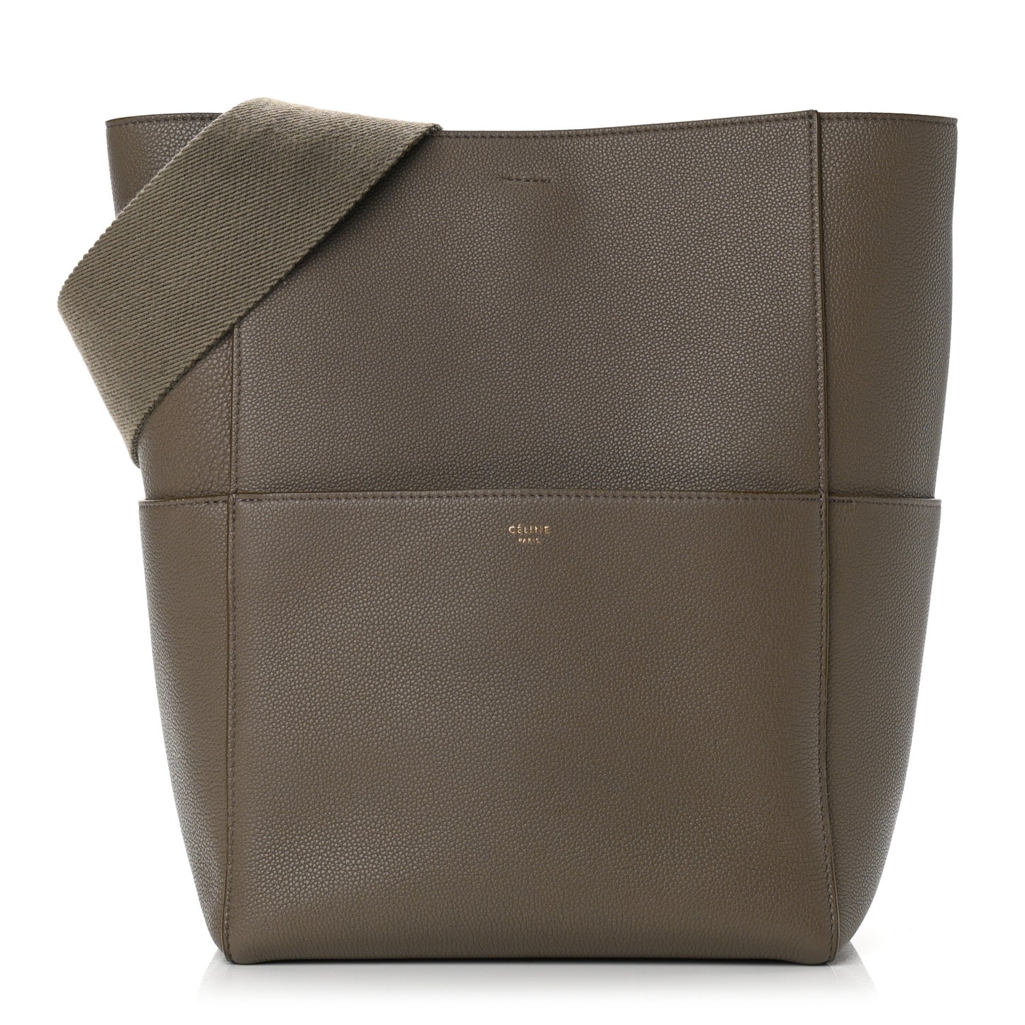 Soft Grained Calfskin Sangle Bucket Bag Taupe