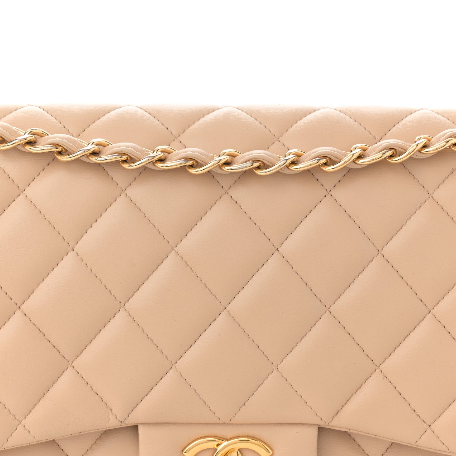 Chanel Lambskin Quilted Jumbo Double Flap Beige 8 of 15