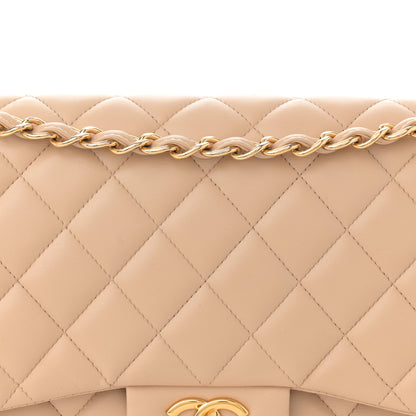 Chanel Lambskin Quilted Jumbo Double Flap Beige 8 of 15