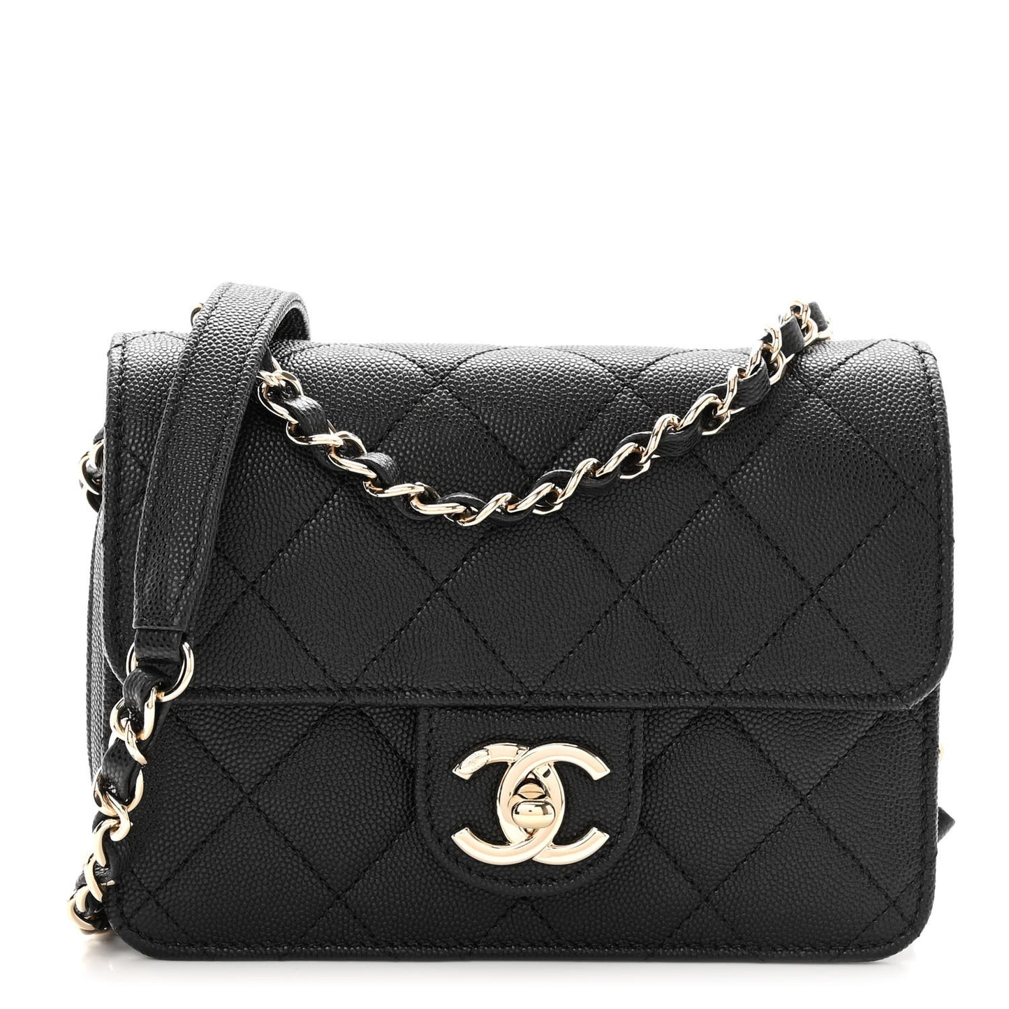 Caviar Quilted Like A Wallet Flap Black