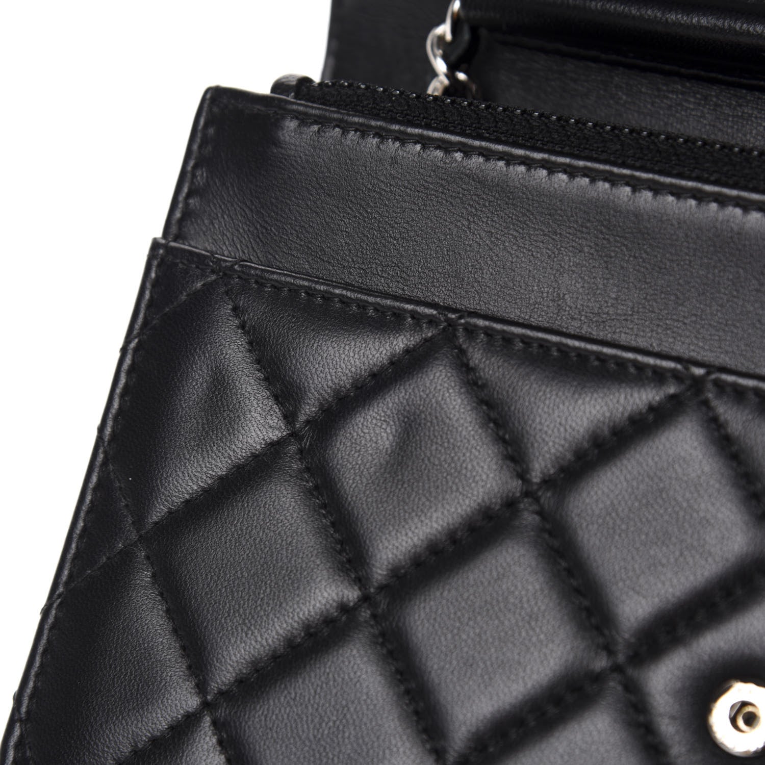 Chanel Lambskin Quilted Wallet On Chain WOC Black 8 of 14