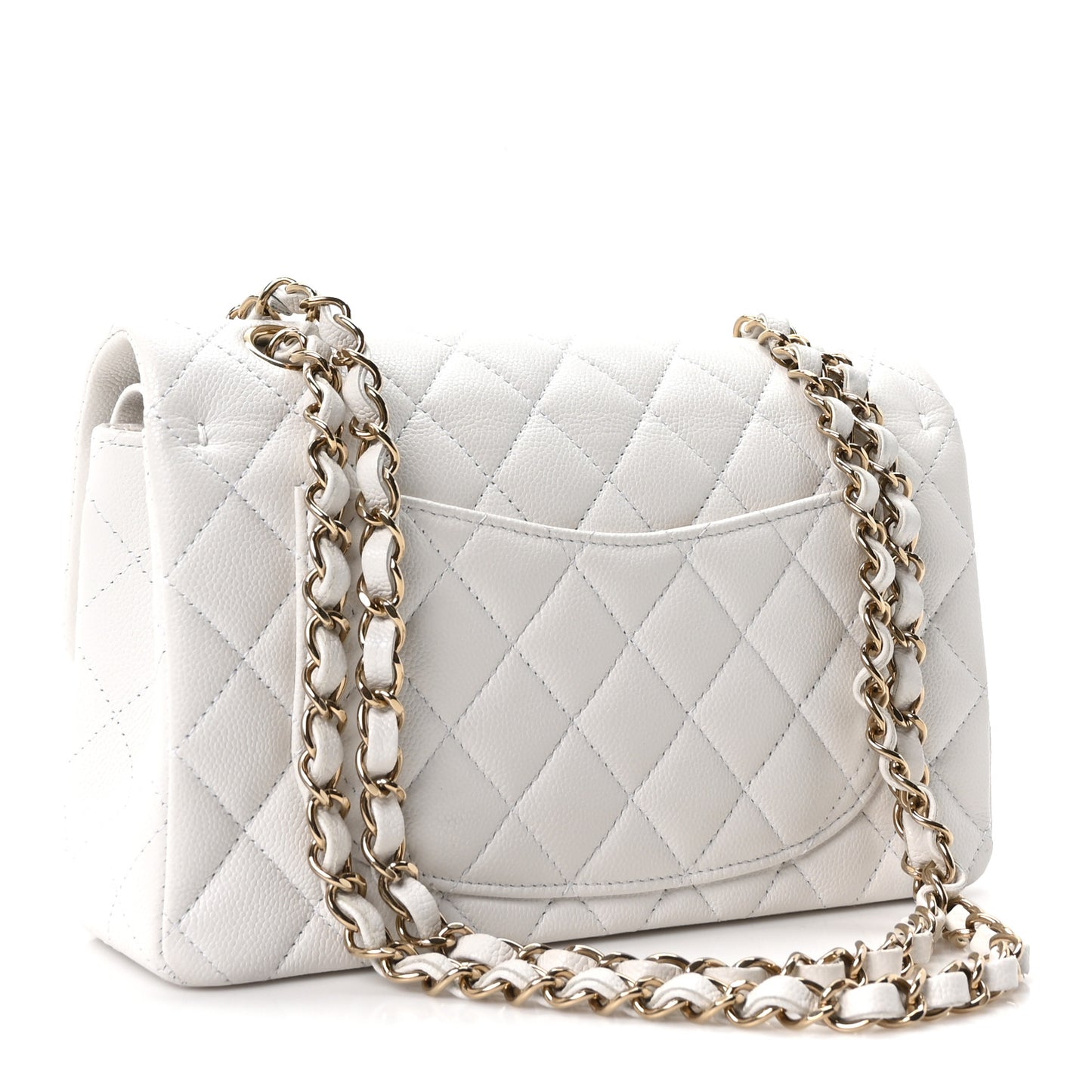 Caviar Quilted Small Double Flap White