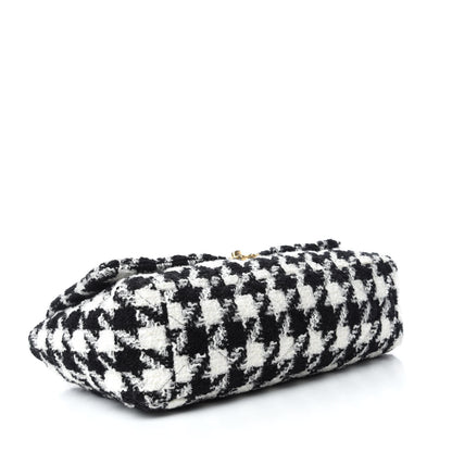 Chanel Tweed Quilted Maxi Chanel 19 Flap Black Ecru White 4 of 10