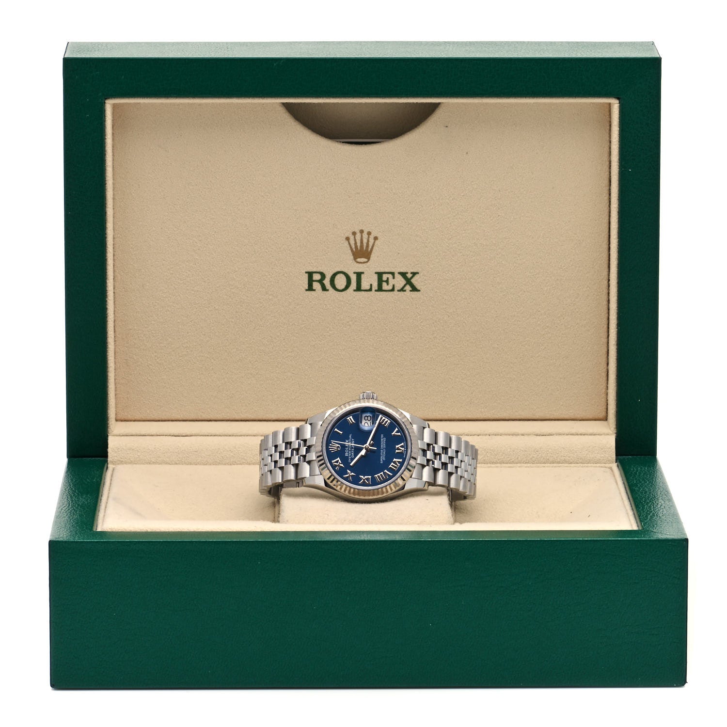 Rolex Stainless Steel 18K White Gold 31mm Oyster Perpetual Datejust Watch Bright Blue Roman 278274 5 of 5