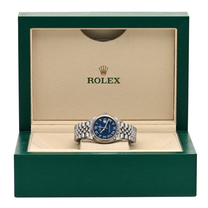 Rolex Stainless Steel 18K White Gold 31mm Oyster Perpetual Datejust Watch Bright Blue Roman 278274 5 of 5