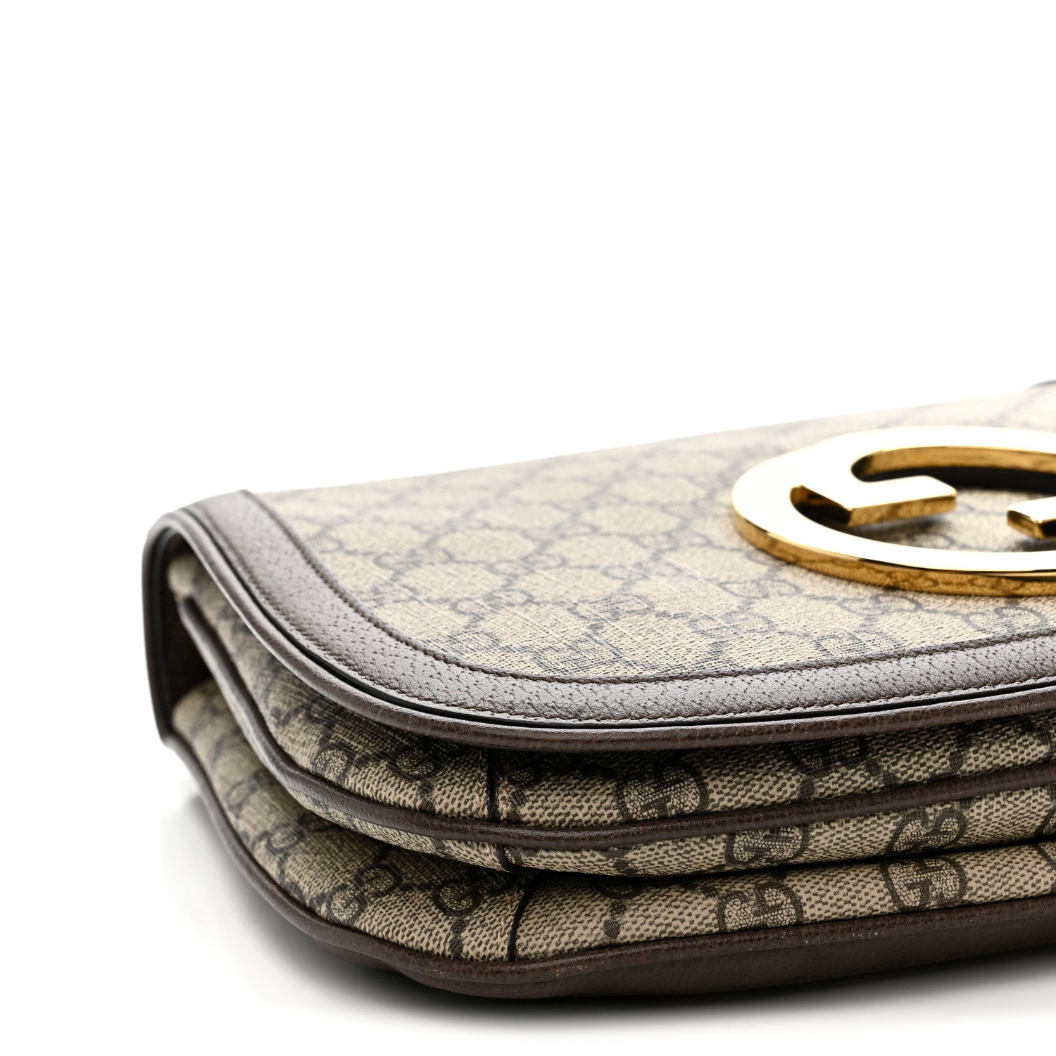 Gucci GG Supreme Monogram Textured Dollar Calfskin Web Medium Blondie Top Handle Shoulder Flap Bag Beige Ebony New Acero 9 of 10