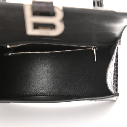 Balenciaga Shiny Calfskin Crocodile Embossed Small Hourglass Top Handle Bag Dark Grey 4 of 8