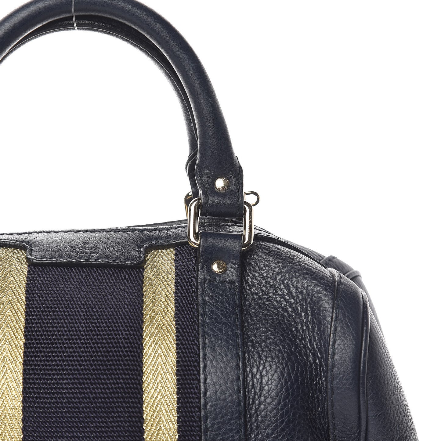 Calfskin Vintage Web Small Boston Navy Blue