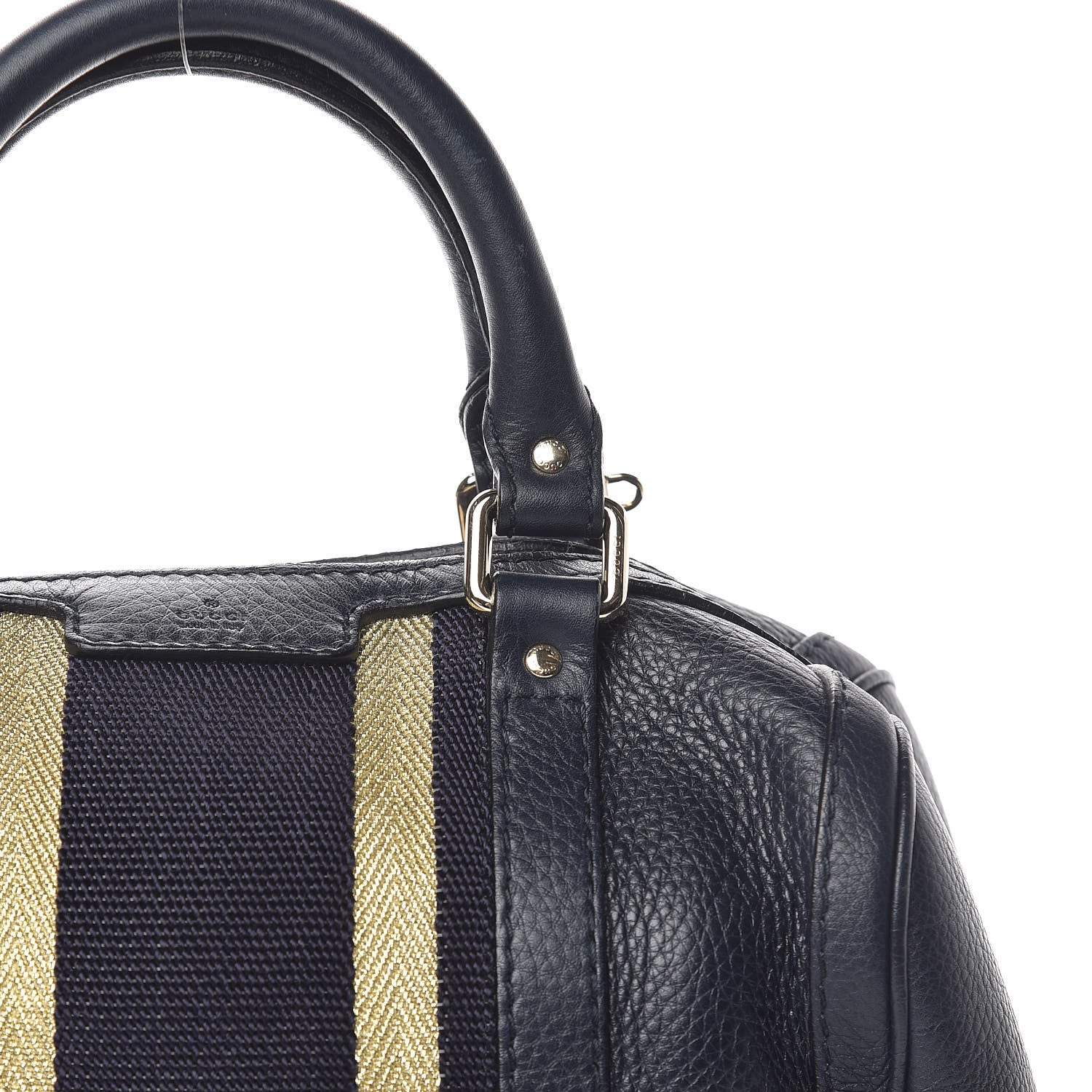 Gucci Calfskin Vintage Web Small Boston Navy Blue 8 of 12