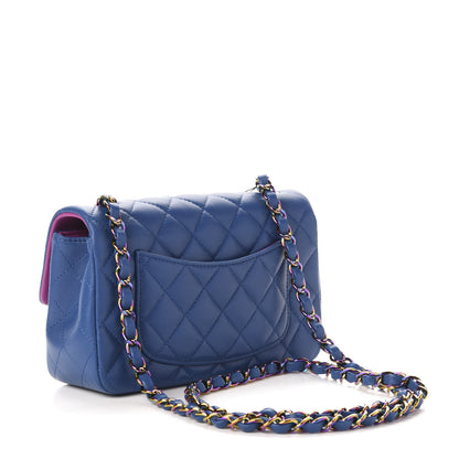Chanel Lambskin Quilted Mini Rectangular Flap Blue Purple 3 of 10