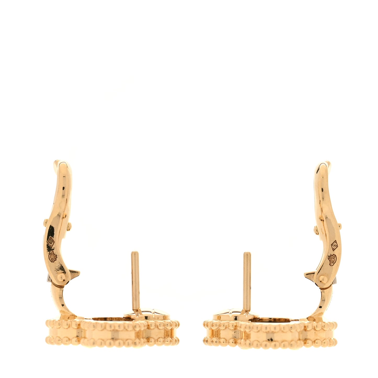 18k Yellow Gold Black Onyx Vintage Alhambra Earrings