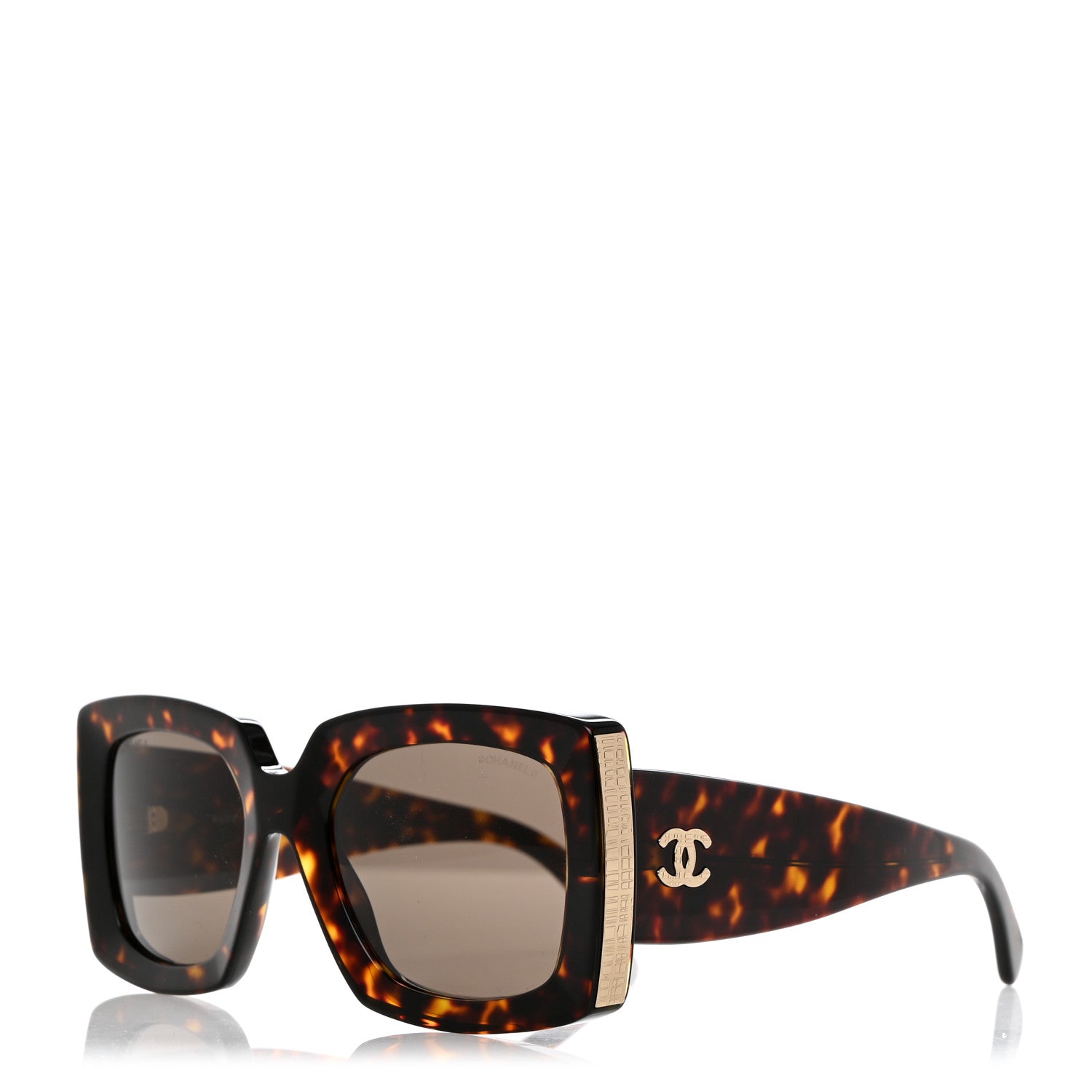 Chanel Acetate Rectangle Sunglasses 5435 Tortoise 1 of 8