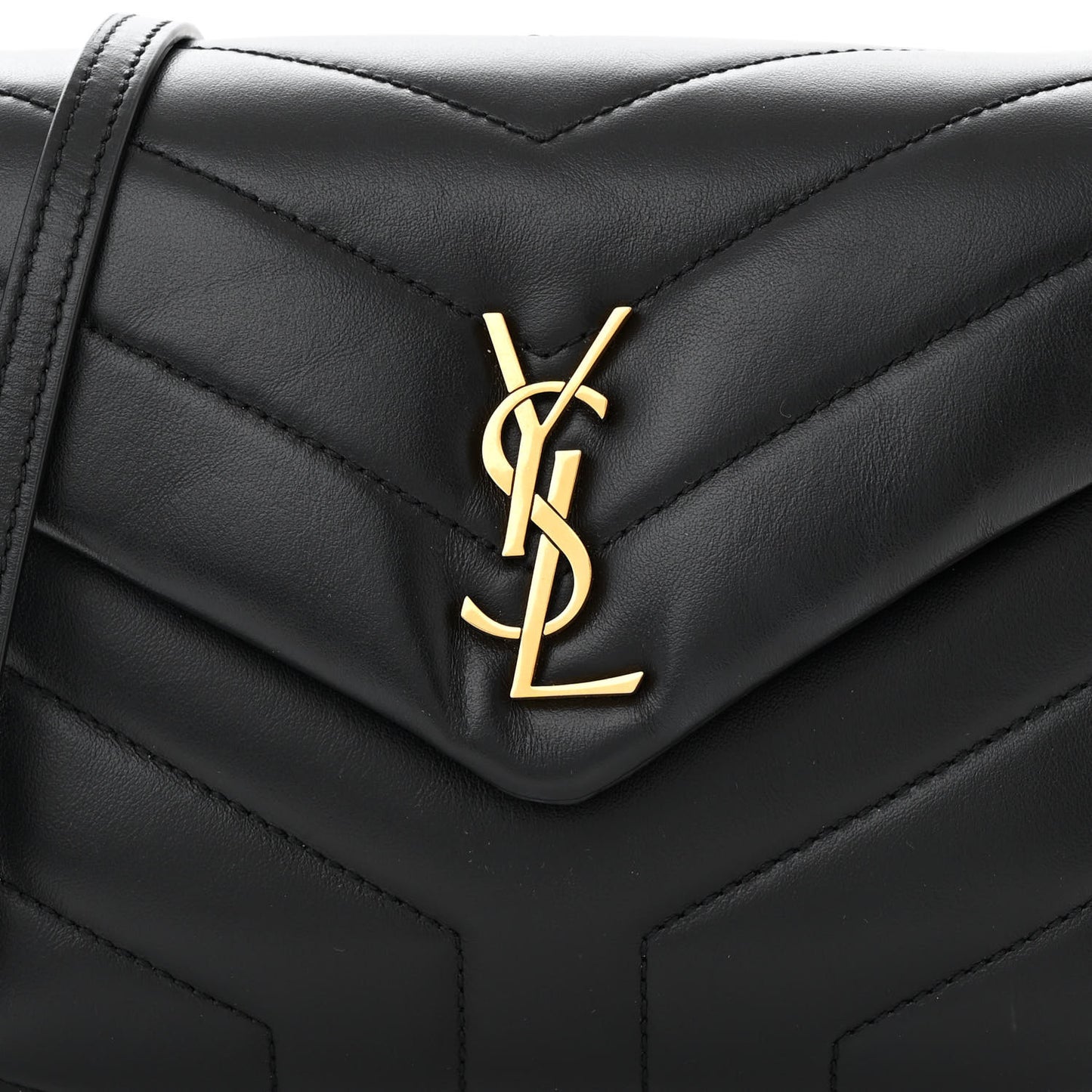 Calfskin Y Quilted Monogram Toy Loulou Crossbody Bag Black