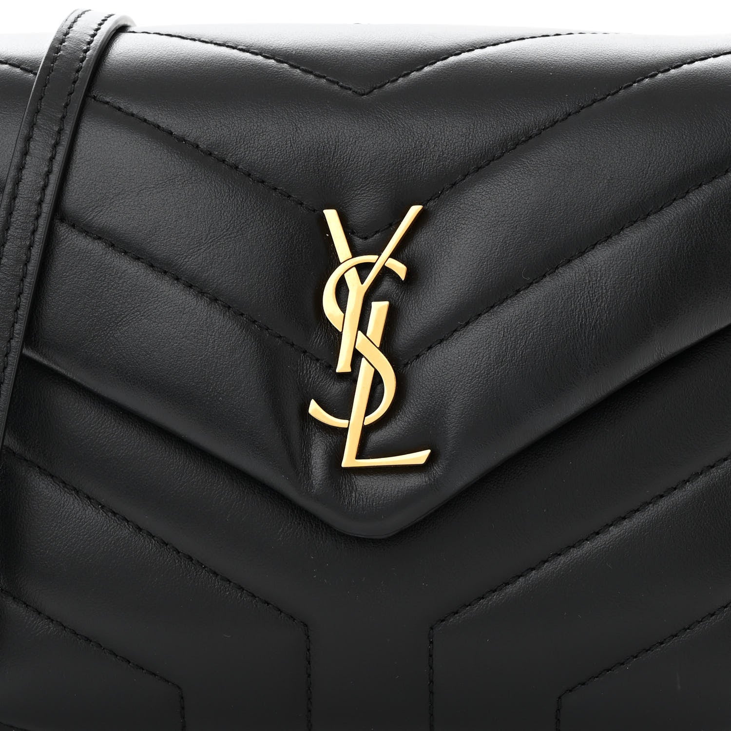 Saint Laurent Calfskin Y Quilted Monogram Toy Loulou Crossbody Bag Black 8 of 11