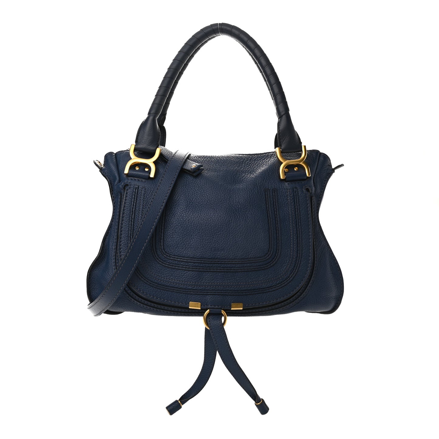 Calfskin Medium Marcie Satchel Royal Navy