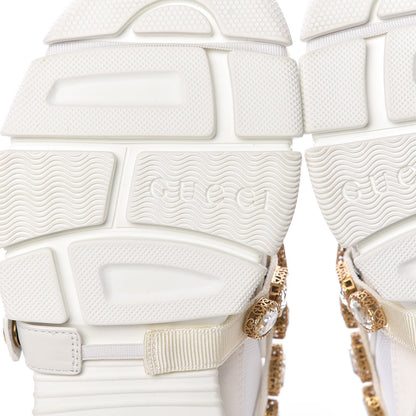 Gucci X SEGA Mesh Calfskin Suede Removable Crystals Womens Flashtrek Sneakers 36 Great White 7 of 10