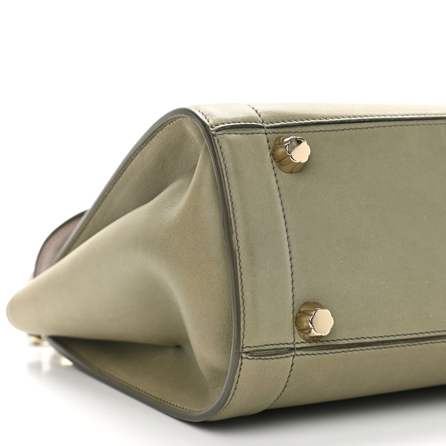 Calfskin Sofia Rainbow Top Handle Bag Dark Olive Green