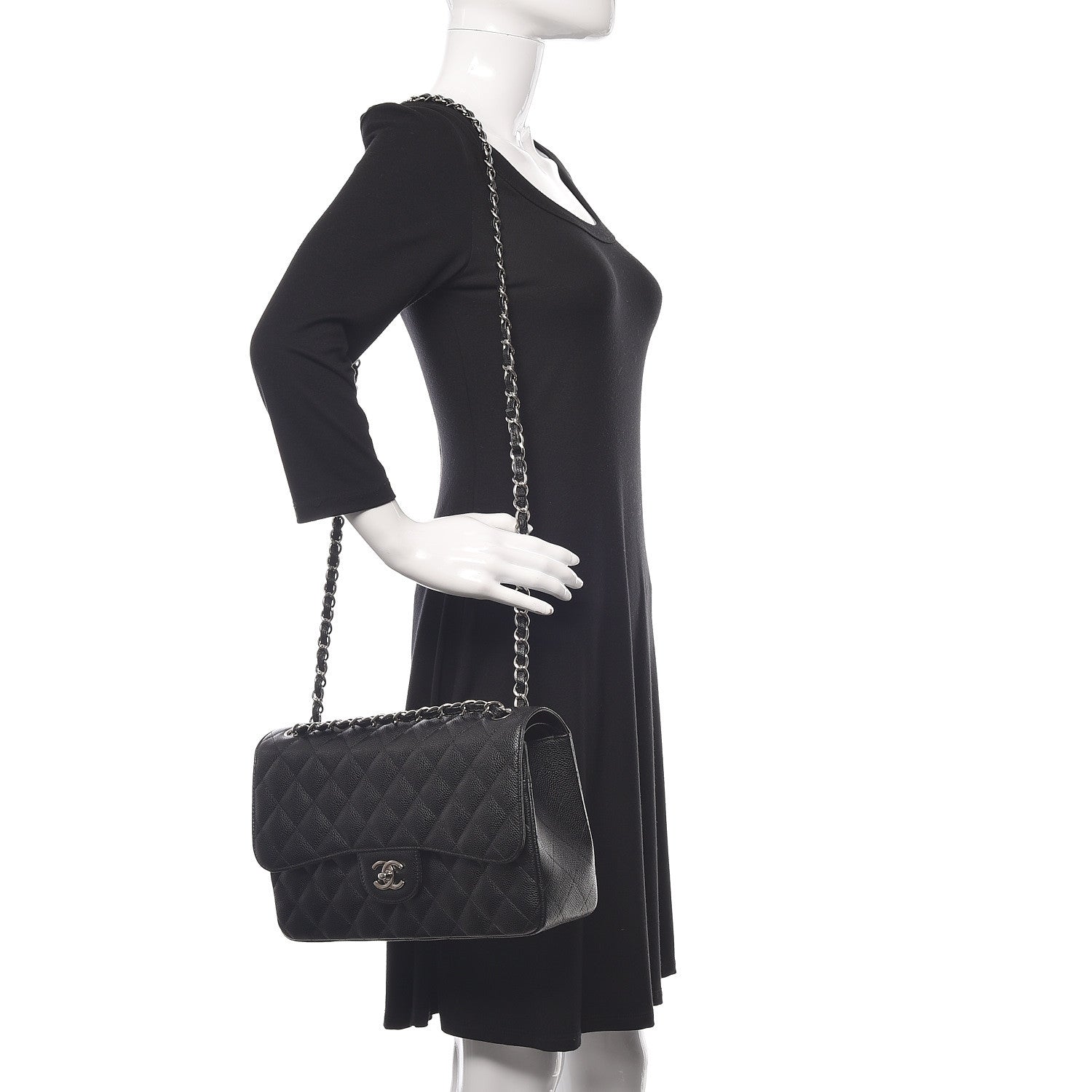 Chanel Caviar Quilted Jumbo Double Flap Black 2 of 12