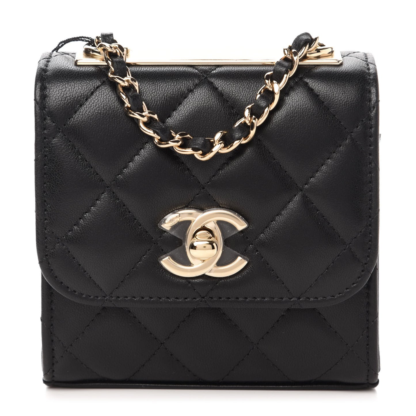 Lambskin Quilted Mini Trendy CC Chain Wallet Black