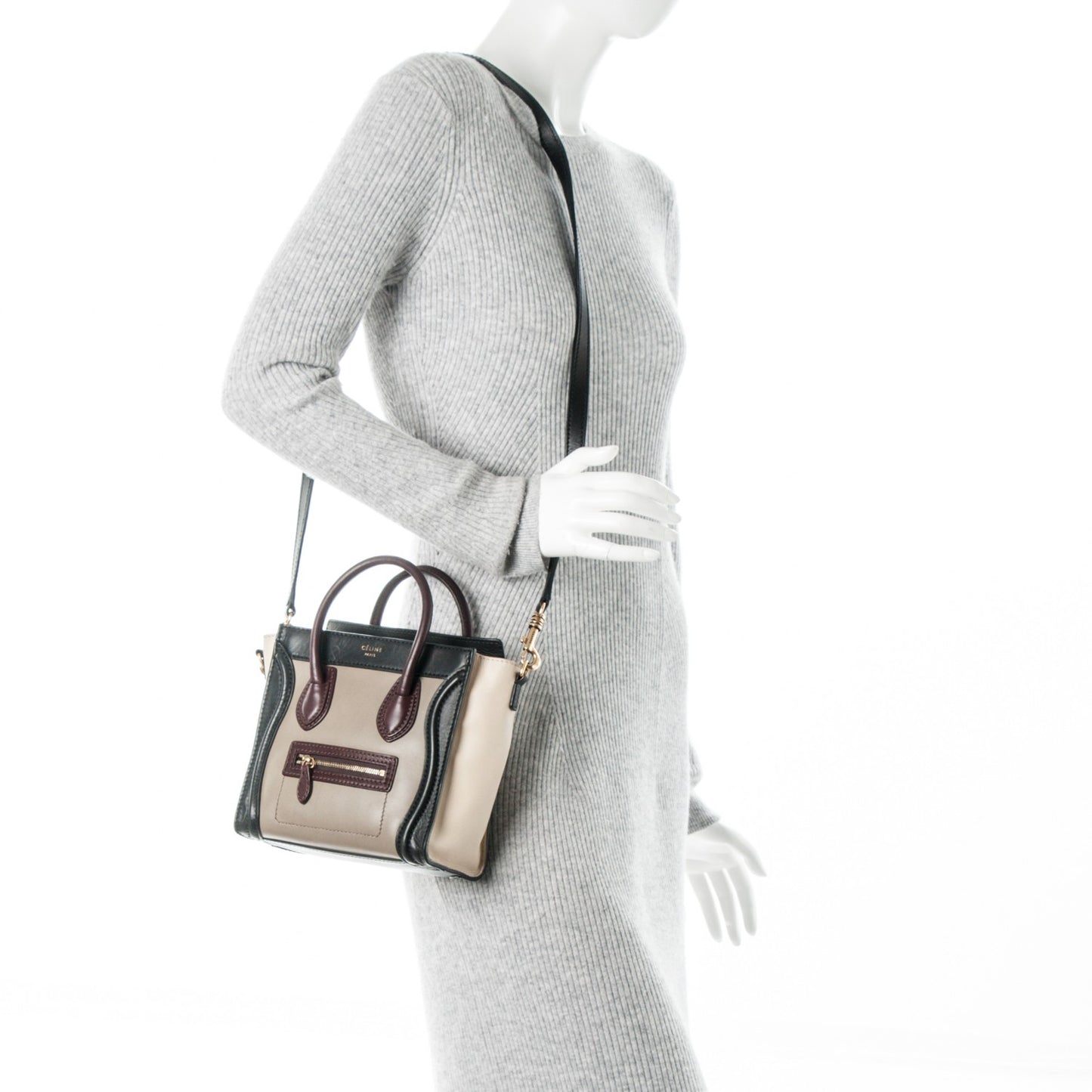Smooth Calfskin Nano Tri-Color Luggage Grey