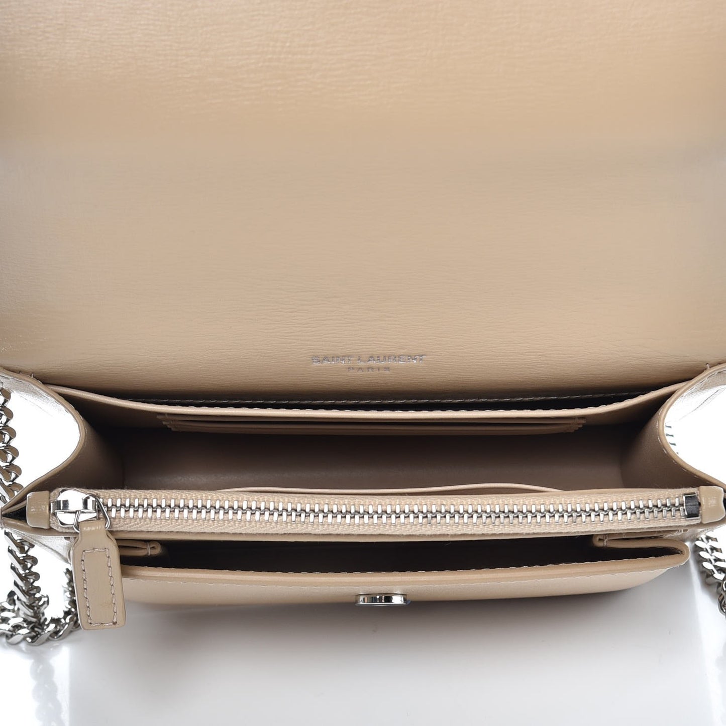 Calfskin Monogram Sunset Chain Wallet Nude Powder