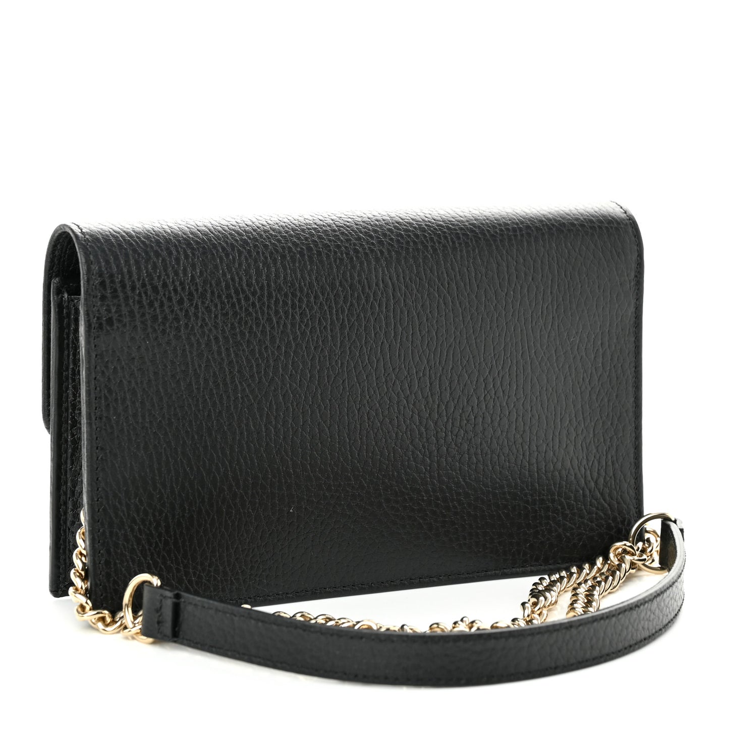 Dollar Calfskin Interlocking G Chain Wallet Black