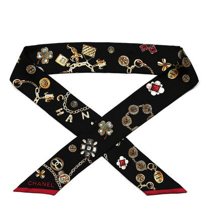 Chanel Silk CC Charms Slim Bandeau Scarf Black 1 of 3