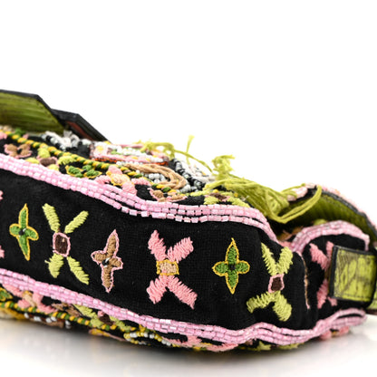 Fendi Canvas Lizard Beaded Baguette Black Multicolor 9 of 12