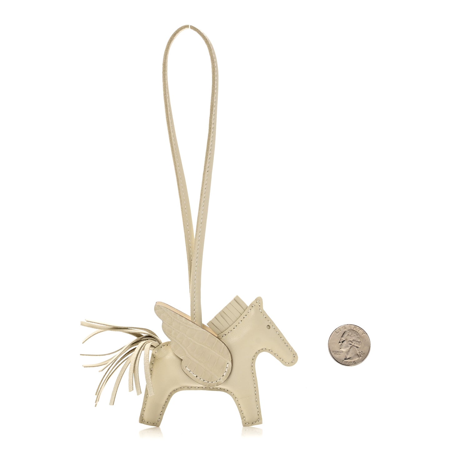 Milo Lambskin Matte Alligator Touch Grigri Rodeo Pegase Horse Bag Charm PM Craie Nata Beton