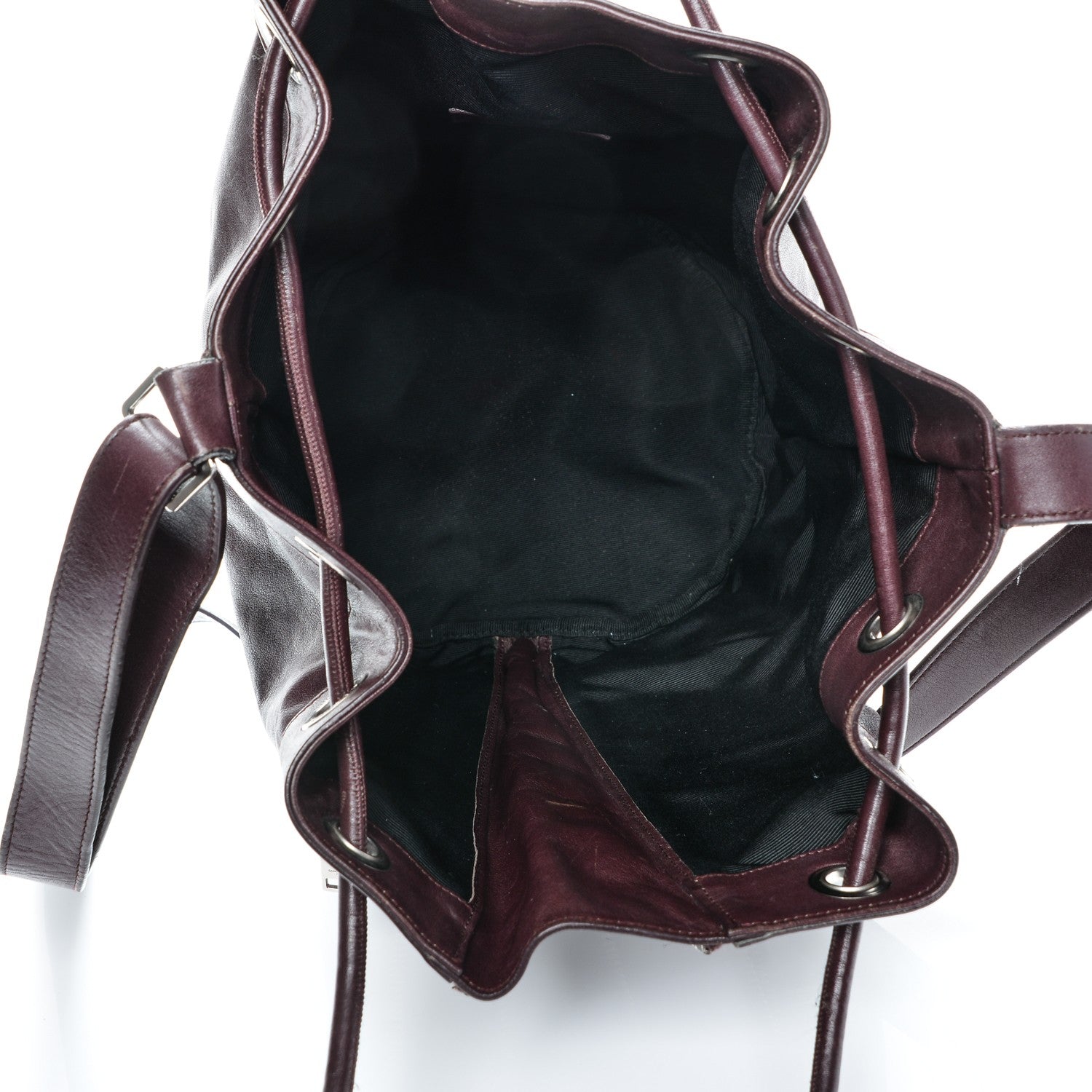Saint Laurent Calfskin Medium Rider Bucket Bag Bordeaux 5 of 11
