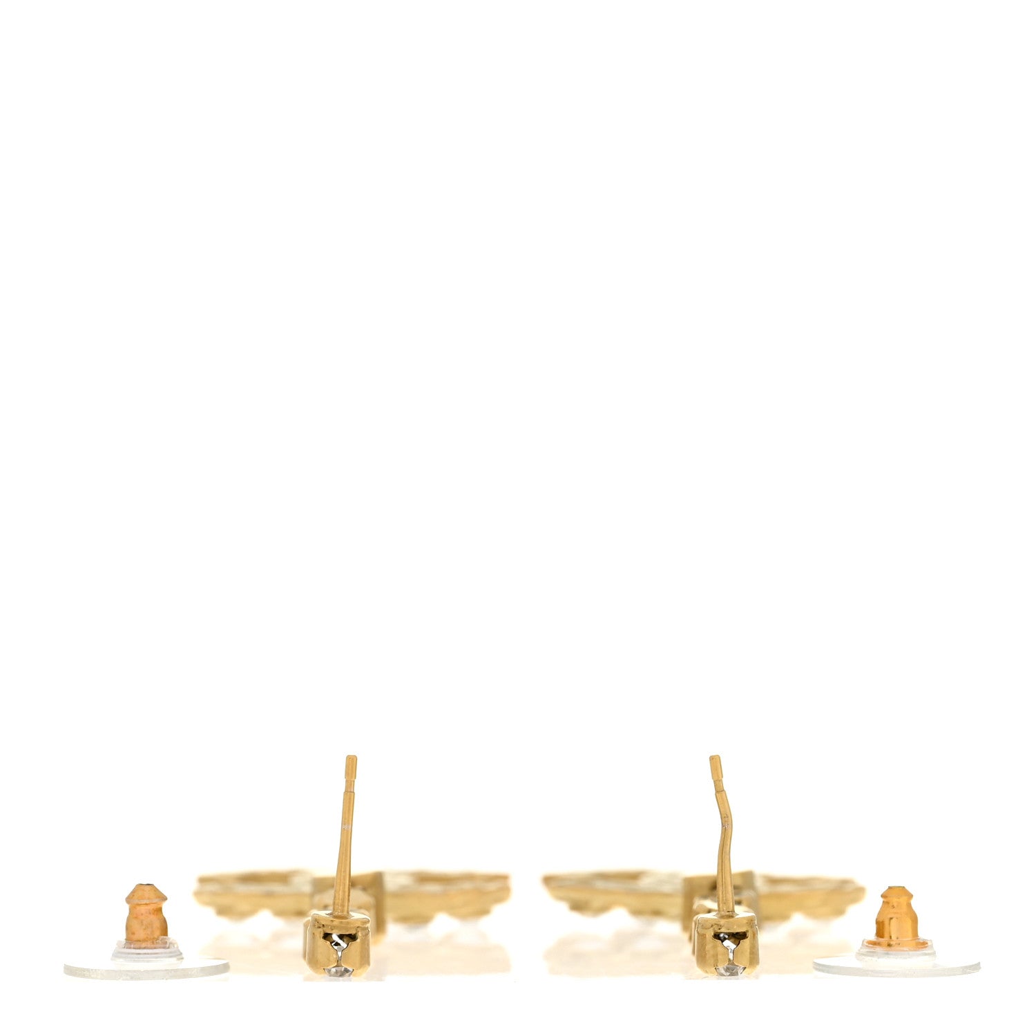 Chanel Metal Crystal CC Drop Earrings Gold 3 of 5