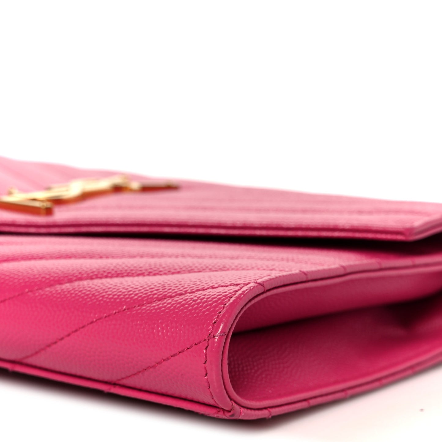 Grain De Poudre Matelasse Chevron Monogram Envelope Clutch Fuchsia
