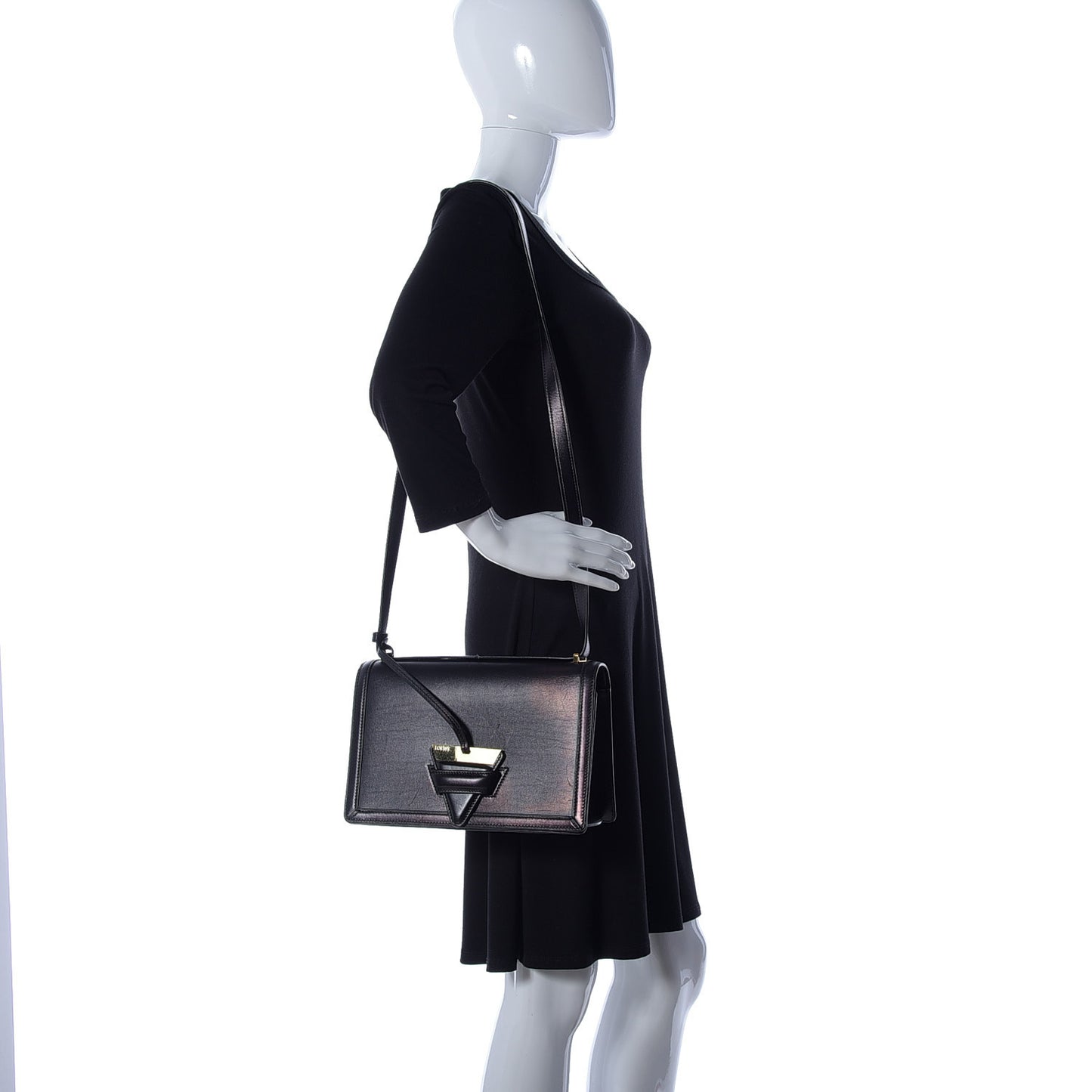 Calfskin Medium Barcelona Shoulder Bag Black