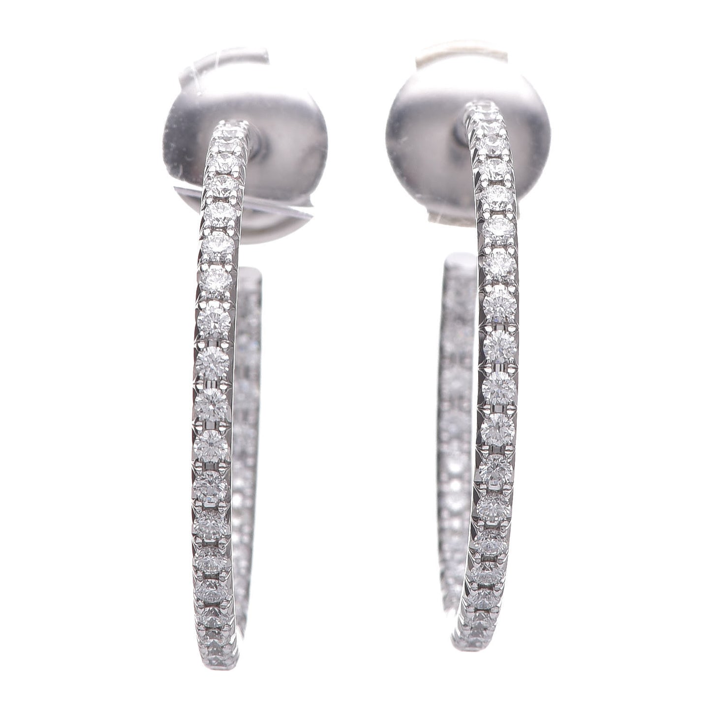 18K White Gold Diamond Medium Metro Hoop Earrings