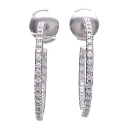 Tiffany 18K White Gold Diamond Medium Metro Hoop Earrings 1 of 6