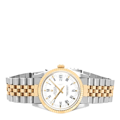 Rolex Stainless Steel 18K Yellow Gold 34mm Oyster Perpetual Date Watch White Roman 15000 2 of 4