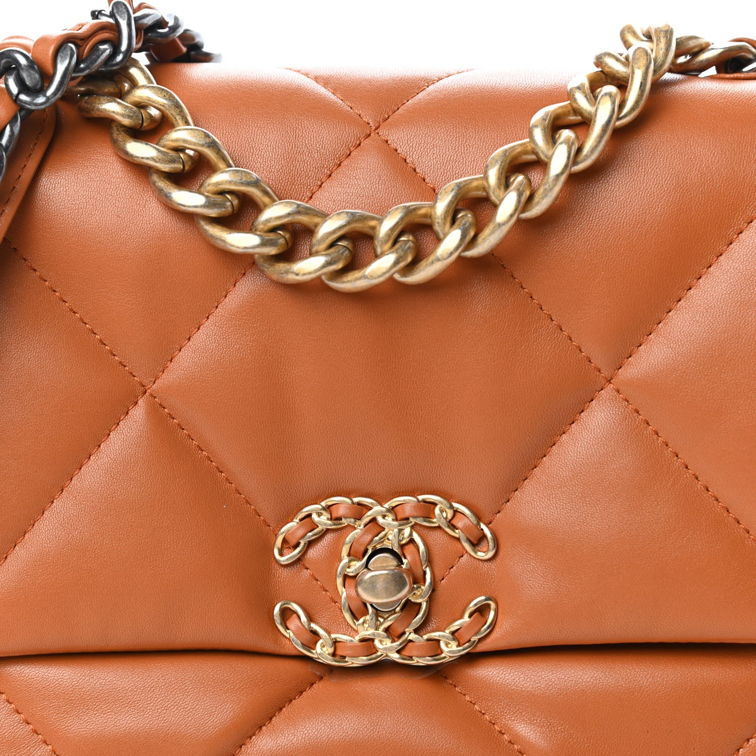 Chanel Lambskin Quilted Medium Chanel 19 Flap Light Brown 10 of 11