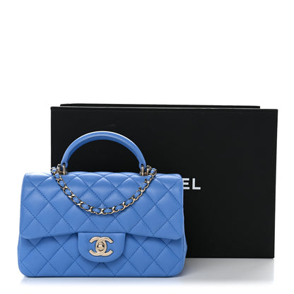 Chanel Lambskin Quilted Mini Top Handle Rectangular Flap Blue 11 of 11