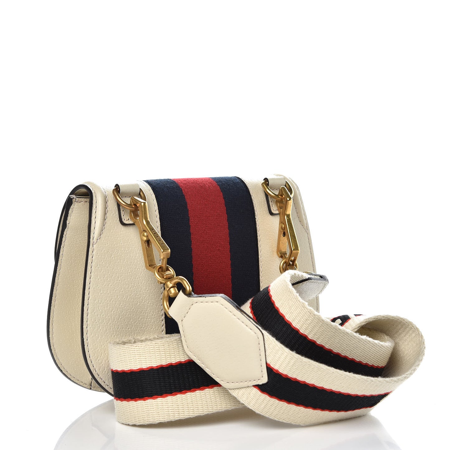 Calfskin Web Stripe Butterfly Small Totem Shoulder Bag White