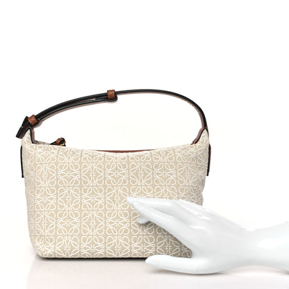 Loewe Jacquard Anagram Calfskin Small Cubi Bag Ecru Tan 2 of 9