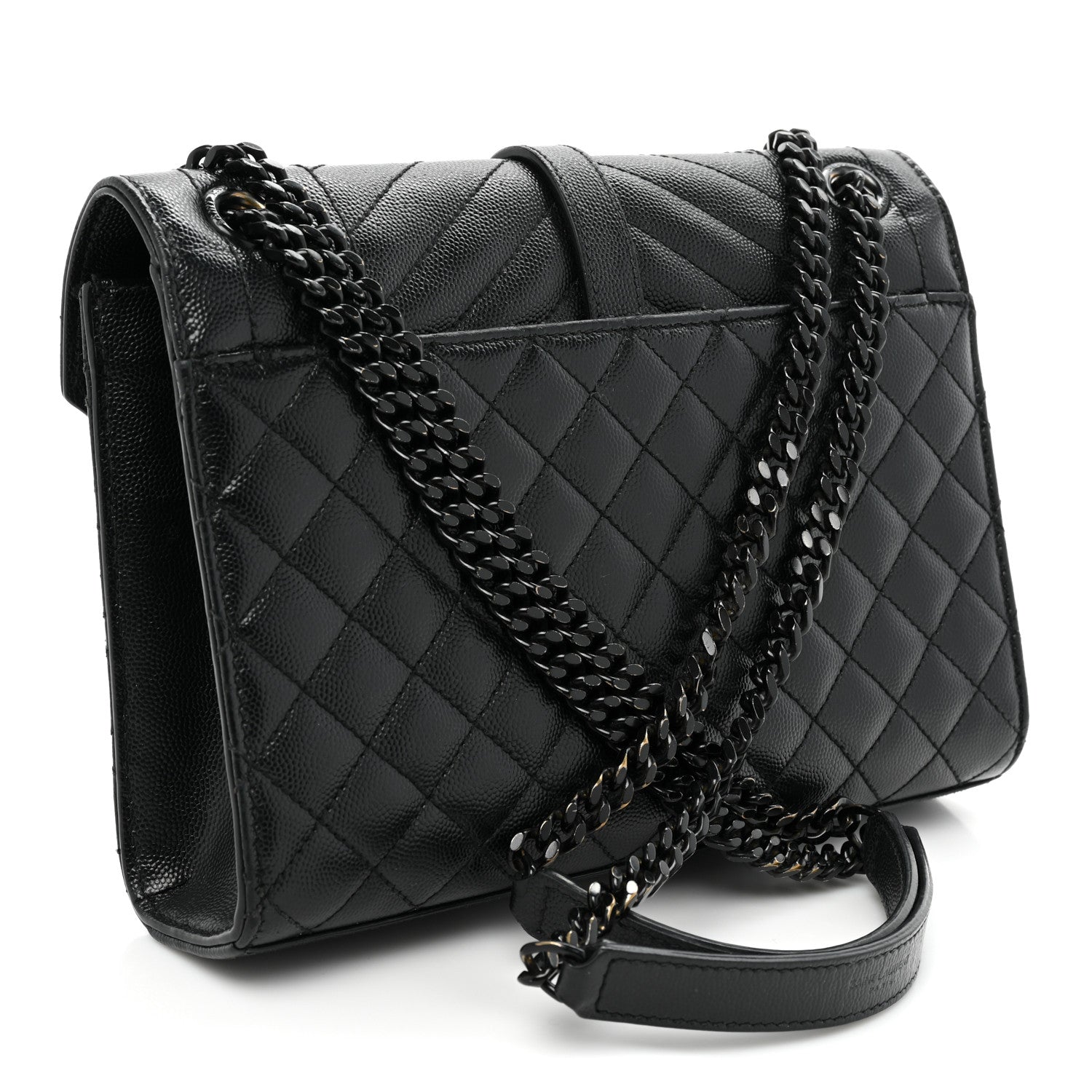 Saint Laurent Grain De Poudre Textured Mixed Matelasse Triquilt Medium Monogram Monochrome Satchel Black 3 of 15