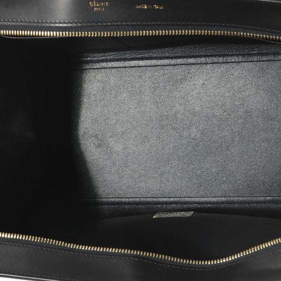 Calfskin and Suede Small Trapeze Navy Blue