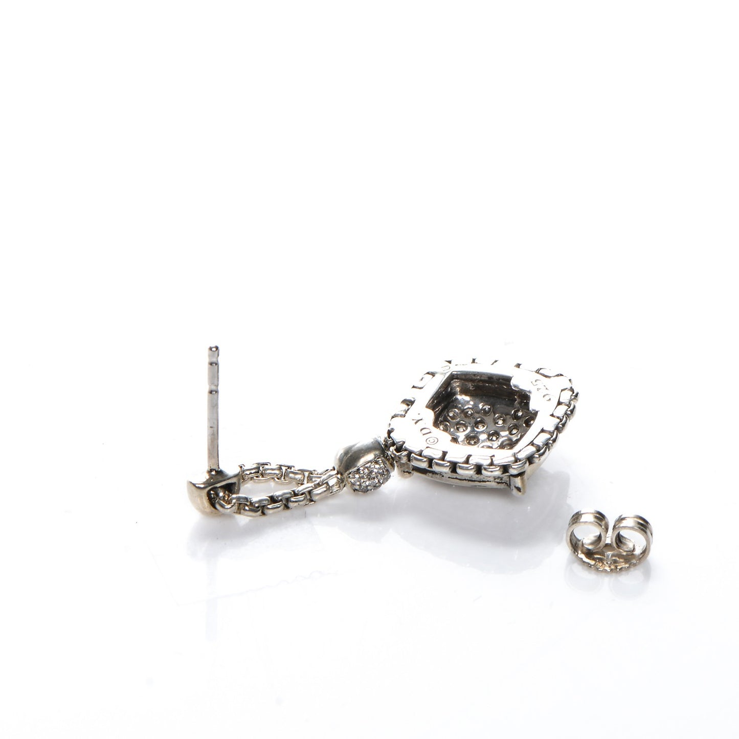 Sterling Silver Diamond Cushion On Point Drop Earrings