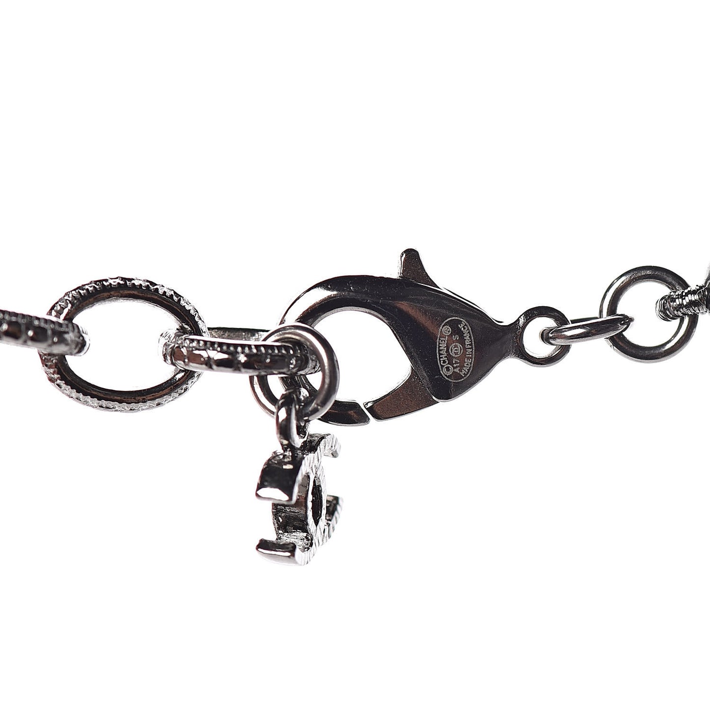 Ruthenium Pearl Beaded CC Long Necklace Black