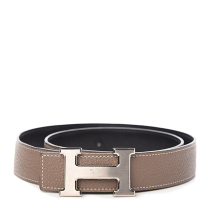 Hermes Box Togo 32mm H Belt 85 Black Etoupe 1 of 10