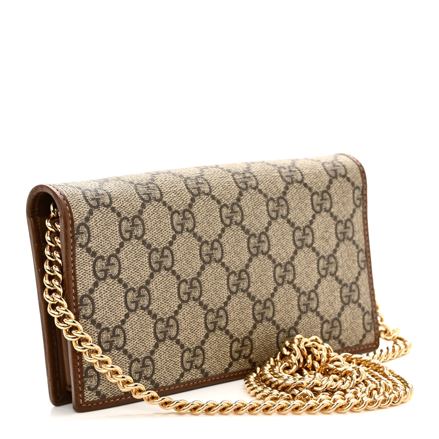 Gucci GG Supreme Monogram Azalea Calfskin Horsebit 1955 Wallet On Chain Beige Ebony Brown Sugar 3 of 11