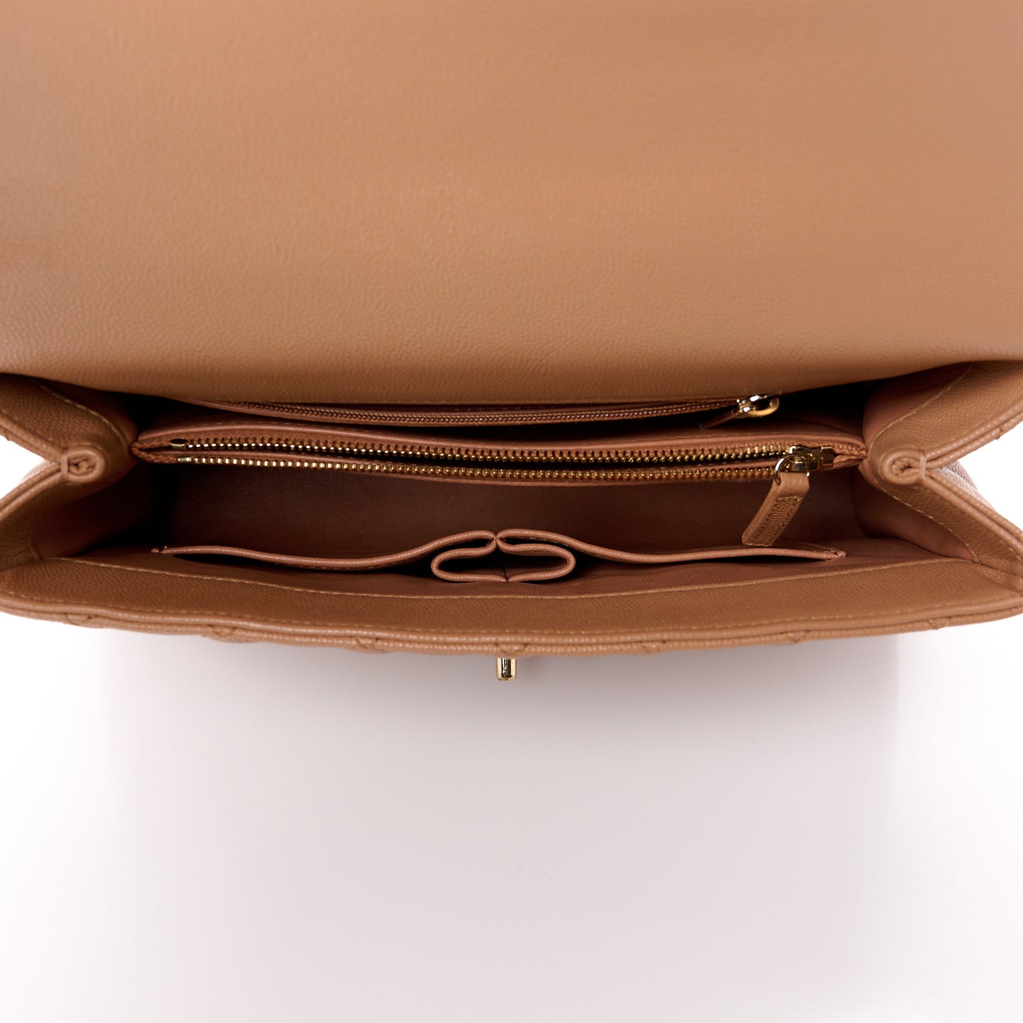 Caviar Quilted Lizard Embossed Small Coco Handle Flap Brown