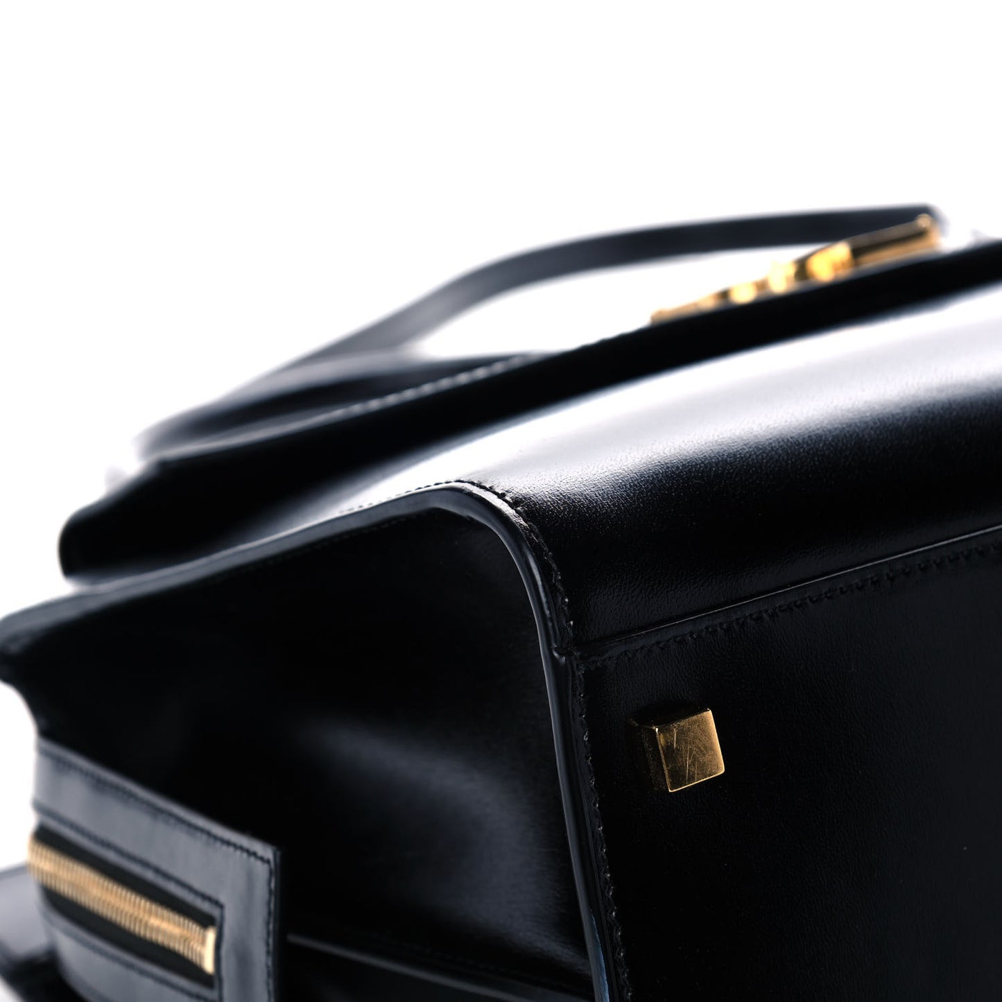 Shiny Calfskin Medium Uptown Tote Black
